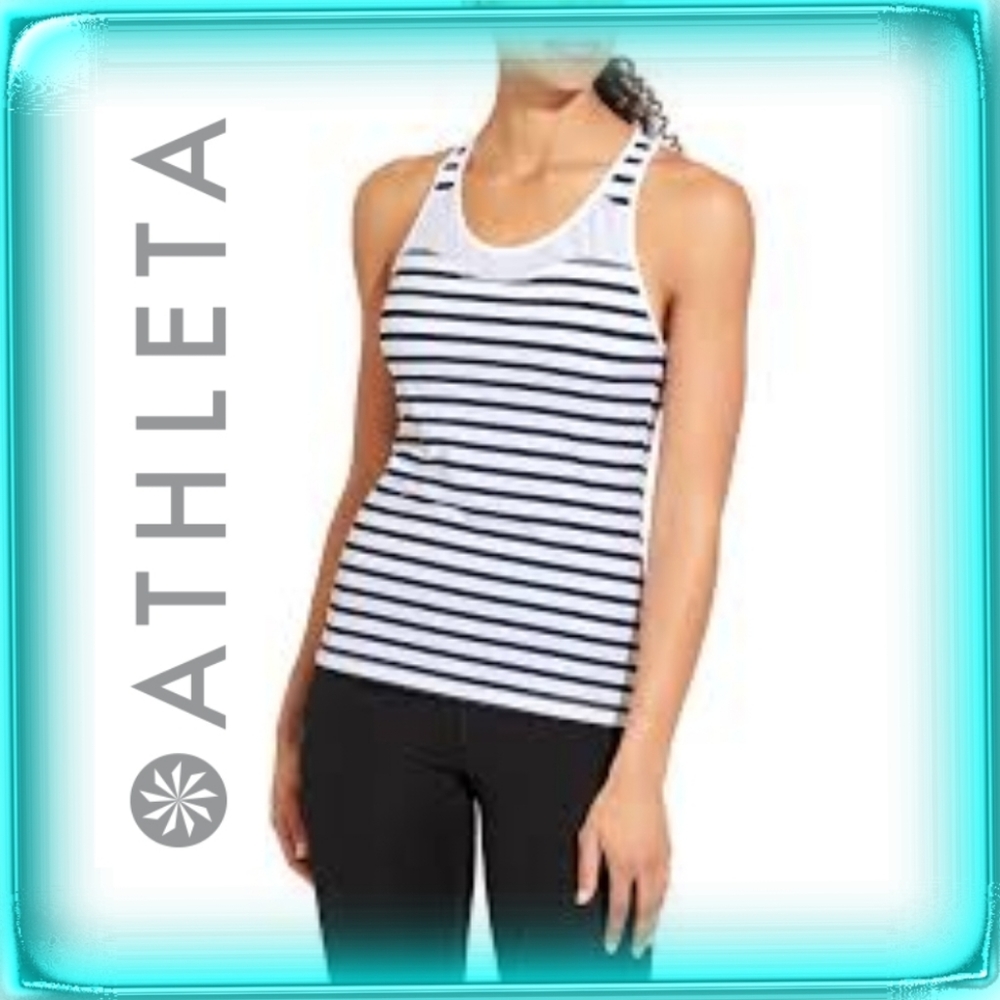 Athleta Hyper Stripe Spiral Support Tank Top activewear BWNA XS UPF 50+